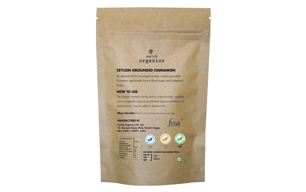 Sorich Organics Ceylon Grounded Cinnamon    Pack  200 grams